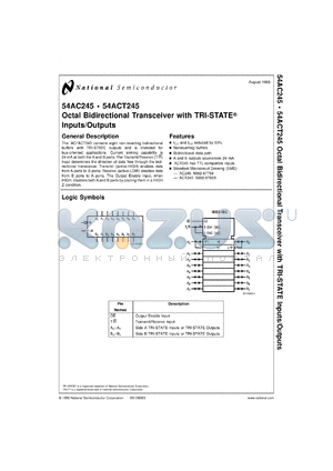 JM38510R75503B2 datasheet - Octal Bidirectional Transceiver with TRI-STATE Inputs/ Outputs