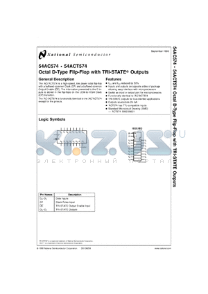 54AC574DMQB datasheet - Octal D Flip-Flop with TRI-STATE Outputs