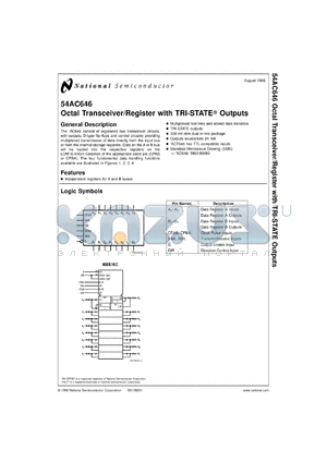 54AC646MDA datasheet - Octal Bus Transceiver and Register with TRI-STATE Outputs