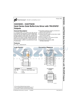 54ACQ240LMQB datasheet - Quiet Series Inverting Octal Buffer/Line Driver with TRI-STATE Outputs