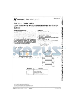 54ACQ373MDA datasheet - Quiet Series Octal Transparent Latch with TRI-STATE Outputs