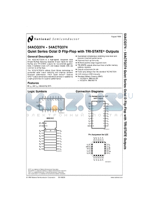 5962-9217901MSA datasheet - Quiet Series Octal D Flip-Flop with TRI-STATE Outputs