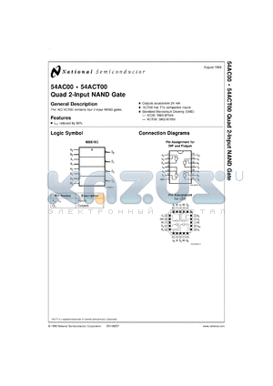 54ACT00MDS datasheet - Quad 2-Input NAND Gate