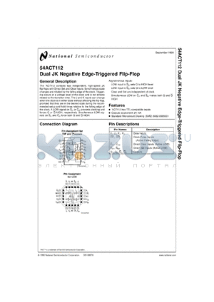5962-8995001BFA datasheet - Dual JK Negative Edge Triggered Flip-Flop