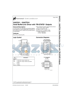 54ACT241MDA datasheet - Octal Buffer/Line Driver with TRI-STATE Outputs