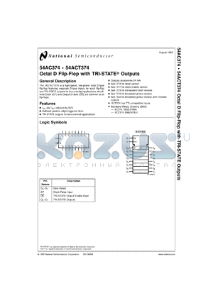 54ACT374FM-MLS datasheet - Octal D Flip-Flop with TRI-STATE Outputs