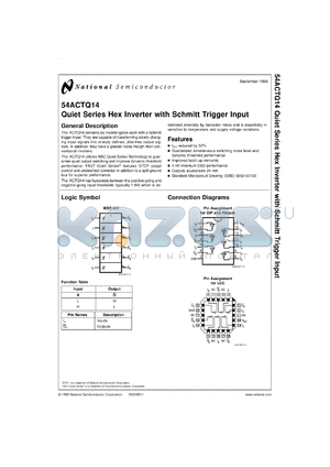 5962-9218301M2A datasheet - Quiet Series Hex Inverter with Schmitt Trigger Input