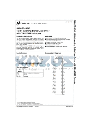 54ACTQ16540FMQB datasheet - 16-Bit Inverting Buffer/Line Driver with TRI-STATE Outputs
