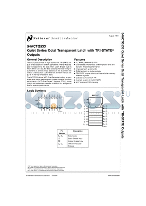 54ACTQ533LMQB datasheet - Quiet Series Octal Transparent Latch with TRI-STATE Outputs