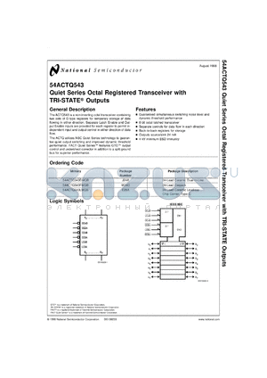 54ACTQ543MW8 datasheet - Quiet Series Octal Registered Transceiver with TRI-STATE Outputs