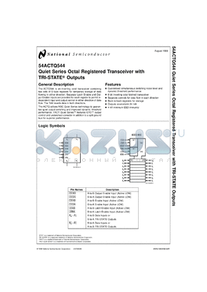 54ACTQ544SDMQB datasheet - Quiet Series Octal Registered Transceiver with TRI-STATE Outputs