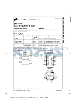 JM38510/33001BC datasheet - Quad 2-Input NAND Gate