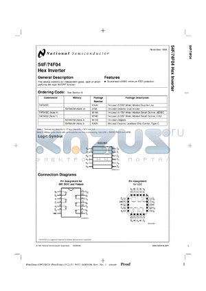 JM38510/33002B2 datasheet - Hex Inverter