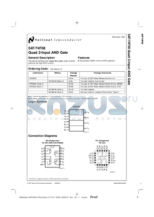 54F08FMQB datasheet - Quad 2-Input AND Gate