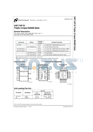 54F10LMQB datasheet - Triple 3-Input NAND Gate