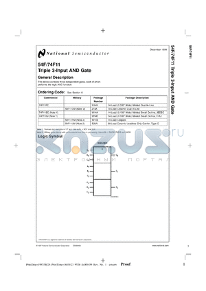 54F11DC datasheet - Triple 3-Input AND Gate