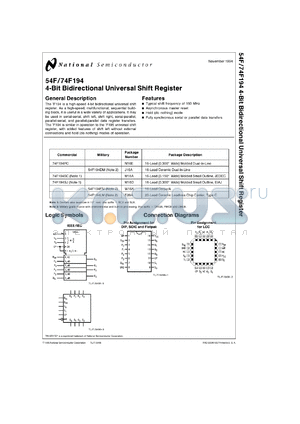 54F194FM-MIL datasheet - 4-Bit Bidirectional Universal Shift Register