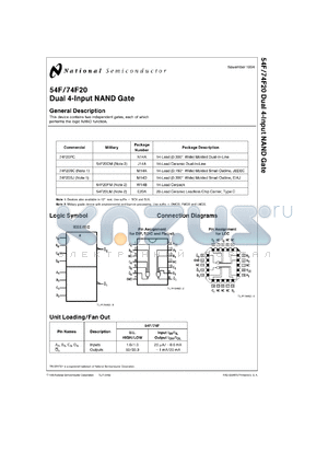 54F20DC datasheet - Dual 4-Input NAND Gate