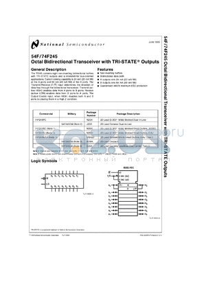 54F245LMQB datasheet - Octal Bidirectional Transceiver with TRI-STATE Inputs/Outputs