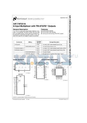 54F251ADC datasheet - 8-Input Multiplexer with TRI-STATE Outputs