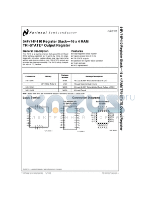 54F410DMQB datasheet - Register Stack 16 x 4 RAM TRI-STATE Output Register