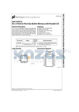 54F413DMQB datasheet - 64 x 4 First-In First-Out Buffer Memory with Parallel I/O
