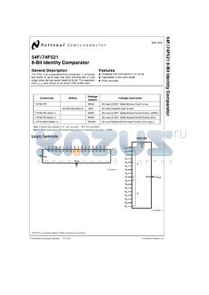 54F521LMQB datasheet - 8-Bit Identity Comparator