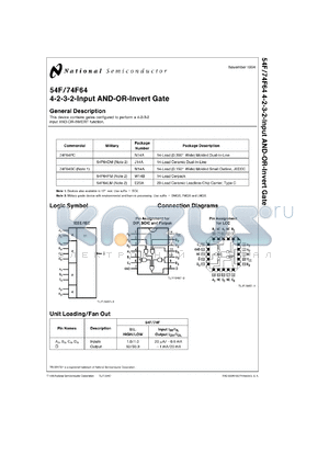 54F64DMQB datasheet - 4-2-3-2-Input AND/OR Invert Gate