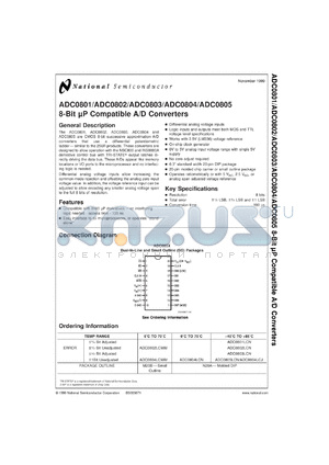 ADC0802LCWM datasheet - 8-Bit µP Compatible A/D Converters