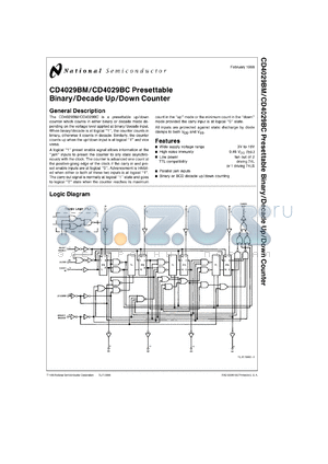 CD4029BMJ/883 datasheet - Presettable Binary/Decade Up/Down Counter