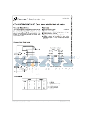 CD4528BMJ/883 datasheet - Dual Monostable Multivibrator