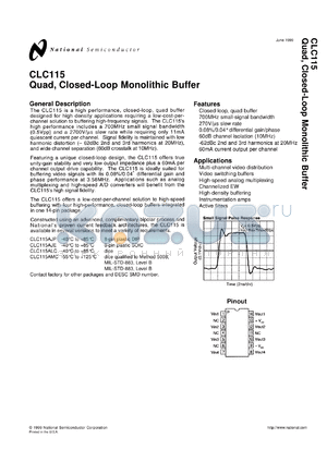 CLC115AJ-QML datasheet - Quad, Closed-Loop Monolithic Buffer