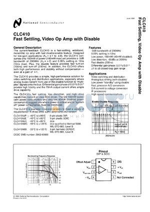 CL406M04C datasheet - Fast Settling Video Op Amp with Disable