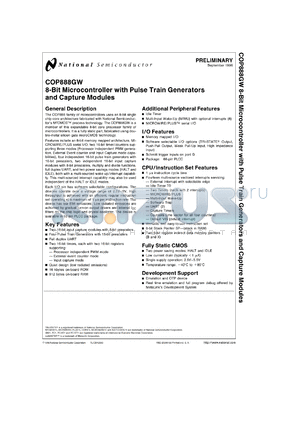 COPGW888V datasheet - 8-Bit Microcontroller with Pulse Train Generators and Capture Modules