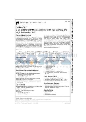 COP8ACC720M8-XE datasheet - 8-Bit CMOS OTP Microcontroller with 16k Memory and High-Resolution A/D