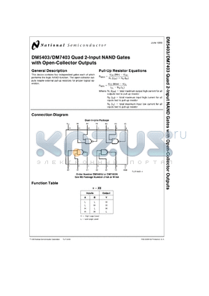 DM5403J/883 datasheet - Quad 2-Input NAND Gates with Open-Collector Output