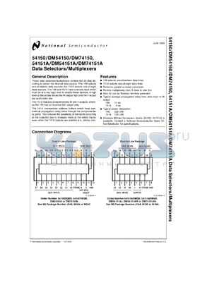 DM54151AJ/883 datasheet - 1-of-8 Line Data Selector/Multiplexer with Complementary Outputs