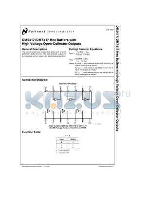 DM5417J/883 datasheet - Hex Buffer/Driver with High-Voltage Open-Collector Outputs