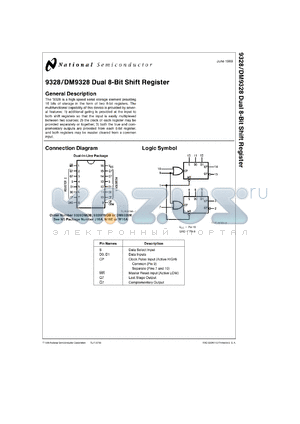 DM9328J/883 datasheet - Dual 8-Bit Shift Register