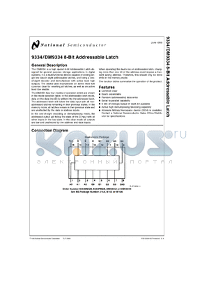 DM9334J/883 datasheet - 8-Bit Addressable Latch