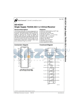 DS14C241WMX datasheet - Single Supply TIA/EIA-232 4x5 Driver/Receiver