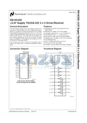 DS14C335MSAX datasheet - +3.3V Supply TIA/EIA - 232 3X5 Driver/Receiver