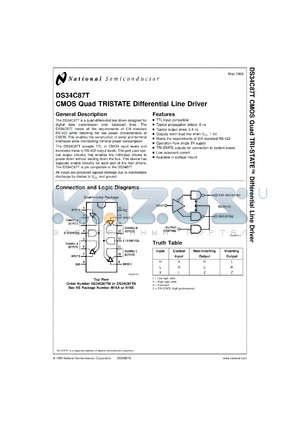 DS34C87TMX datasheet - CMOS Quad TRI-STATE Differential Line Driver