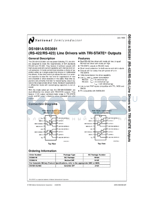 DS3691MX datasheet - RS-422/RS-423 Line Drivers With TRI-STATE Outputs