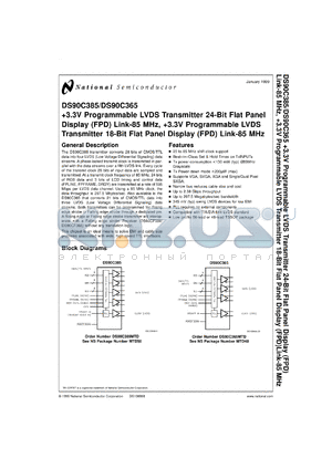 DS90C365MTDX datasheet - +3.3V Programmable LVDS Transmitter 18-Bit Flat Panel Display (FPD) Link-85 MHz