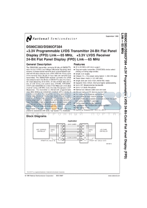 FLINK3V8BT-65 datasheet - +3.3V Programmable LVDS Transmitter 24-Bit Flat Panel Display (FPD) Link-65 MHz