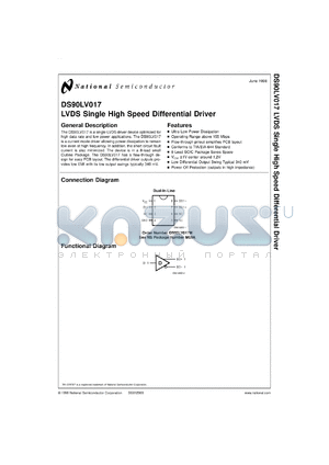DS90LV017MX datasheet - Single High Speed Differential Driver