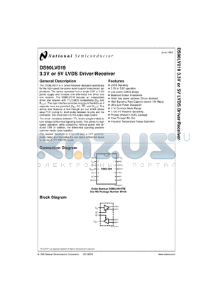 DS90LV019TMX datasheet - 3.3V or 5V LVDS Driver/Receiver