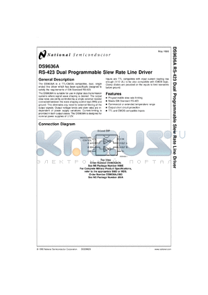 5962-8752301PA datasheet - RS-423 Dual Programmable Slew Rate Line Driver