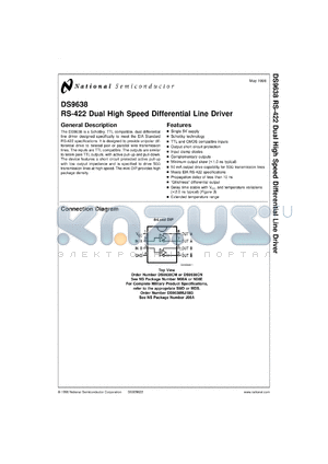 5962-8754601PA datasheet - RS-422 Dual High Speed Differential Line Driver